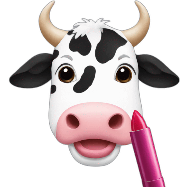 Cow using lipstick emoji