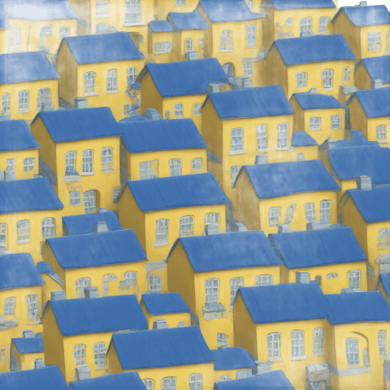 blue and yellow brick house emoji