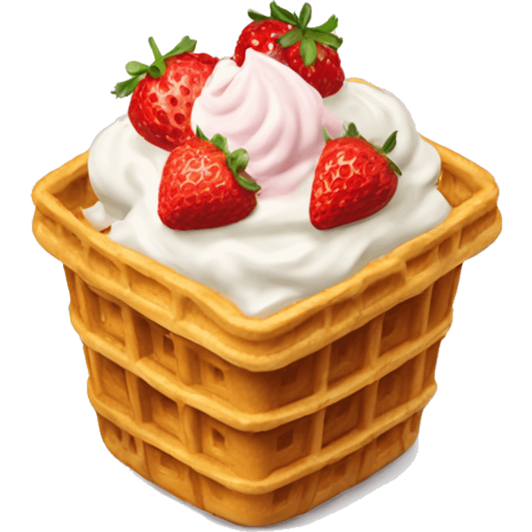 waffle basket with strawberries and cream emoji