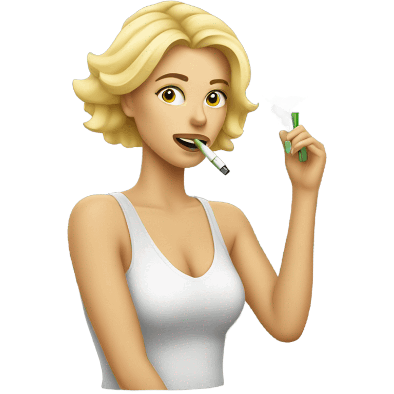 Blonde woman smoking weed pen emoji