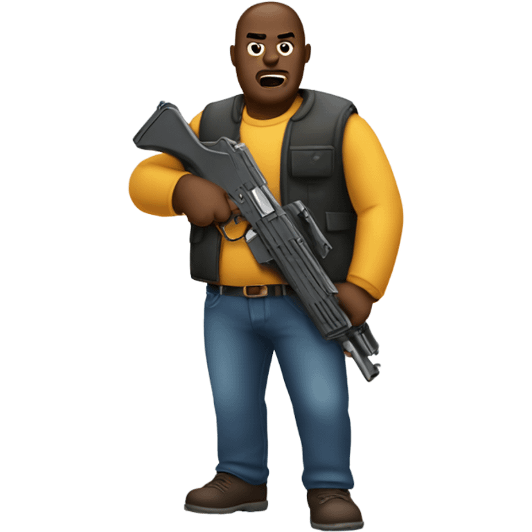 Big guy with a plastic gun emoji