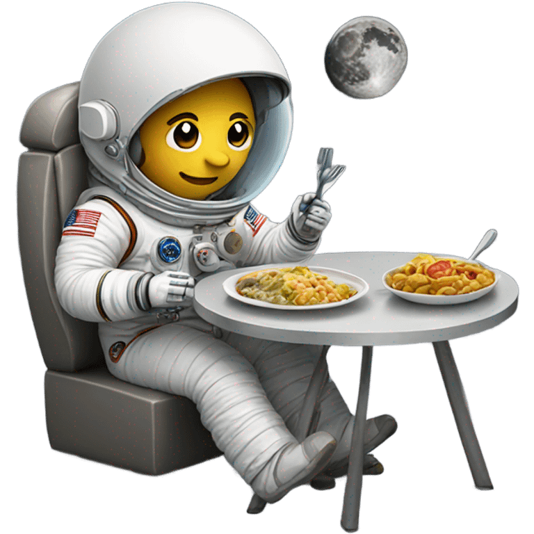 astronaut eating dinner on the moon emoji