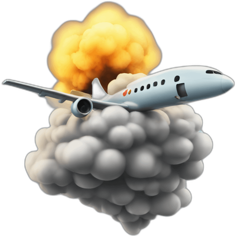 Bomb with plane coming out of the smoke emoji