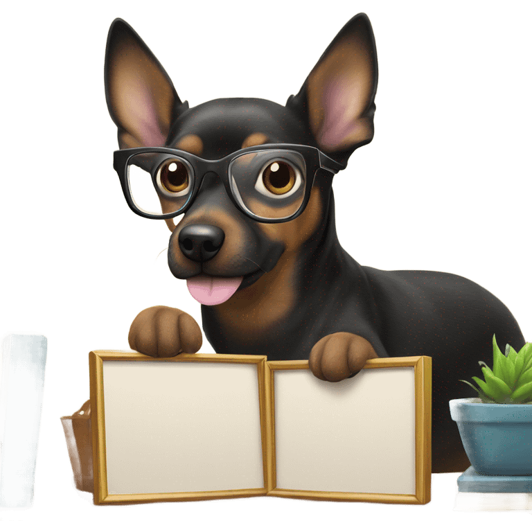 cute dog wearing glasses peaking from the right side of the picture frame emoji