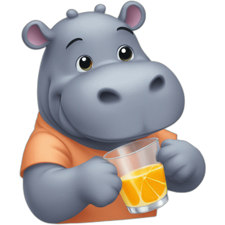 hippo drinking orange juice emoji