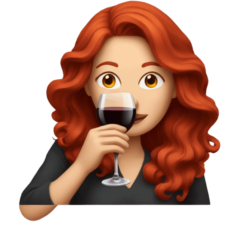 Red headed woman drinking red wine emoji