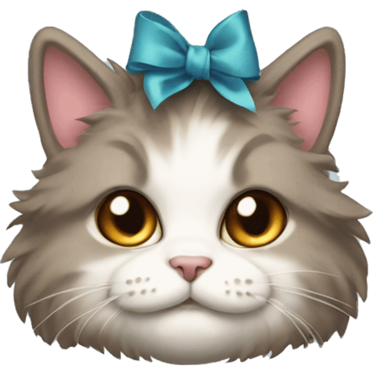 A fluffy cat with a bow on its head  emoji