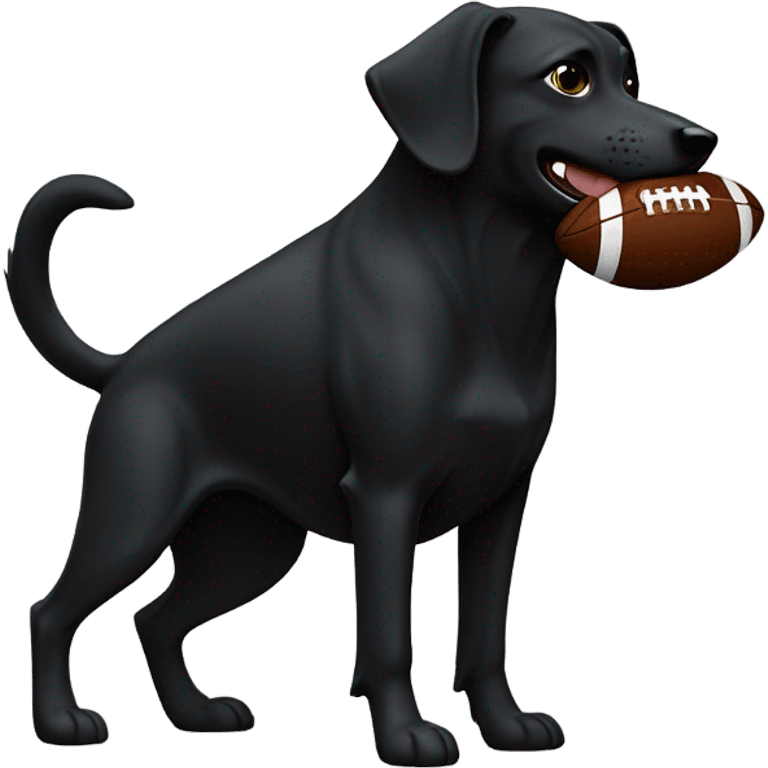 Black dog throwing an American football emoji