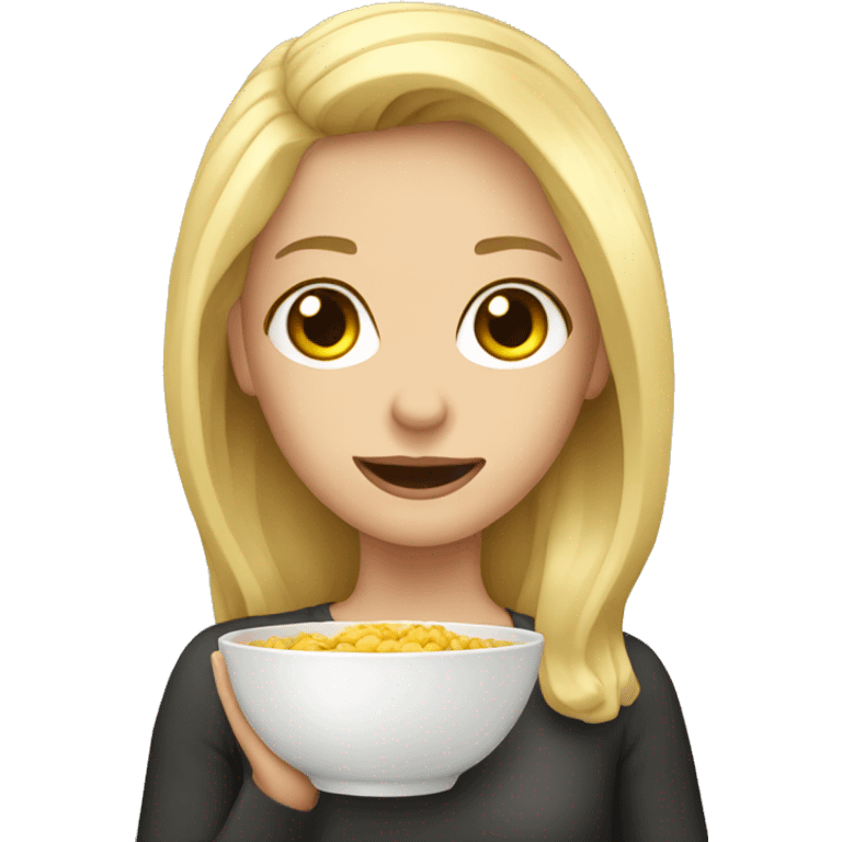 Blonde girl with bowl emoji