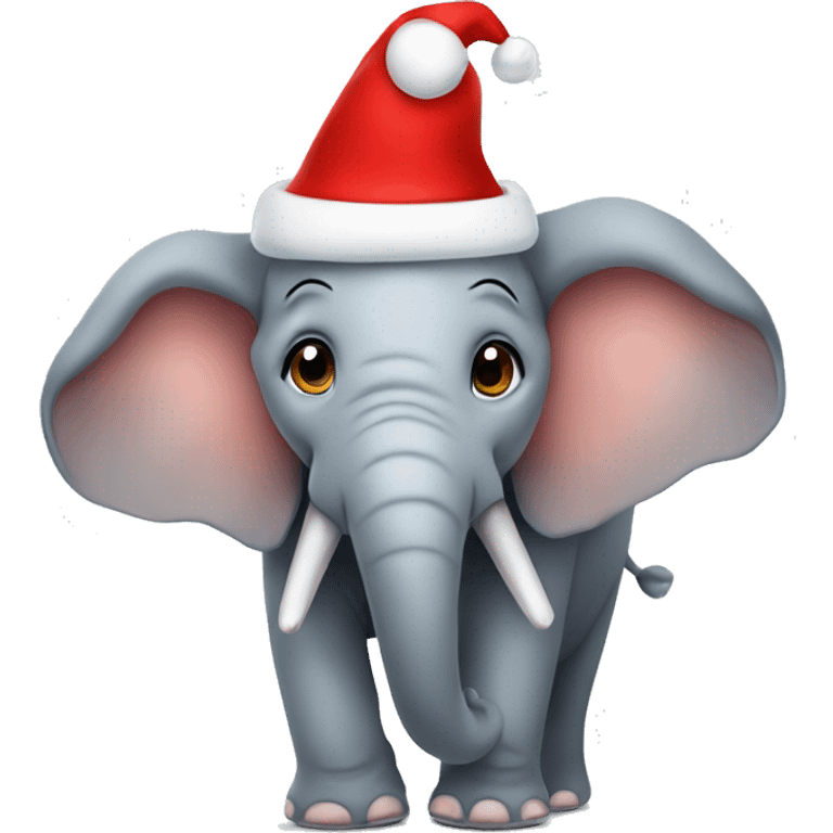 elephant with a chrismas hat emoji