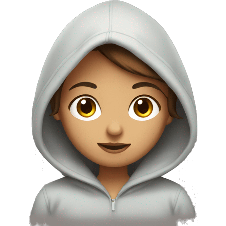 A girl with brown short hair and brown eyes Reading a book in a hoodie emoji