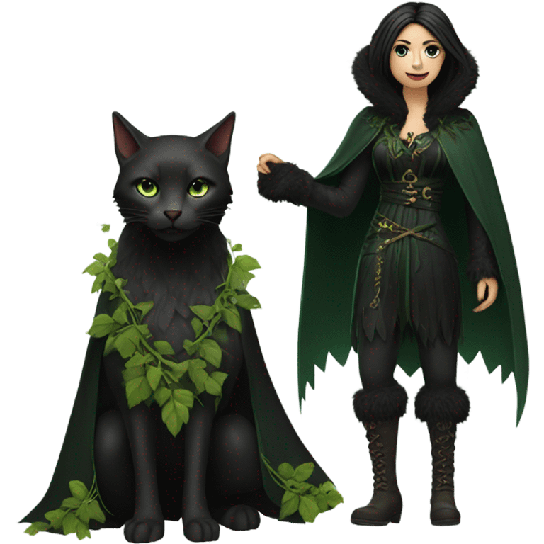 the morrigan dark version green man vines style furr robe stylish boots emoji