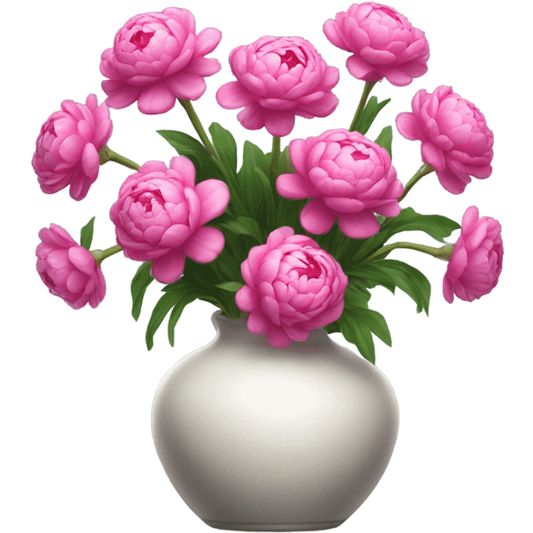 Realistic Bright pink pions in vase emoji