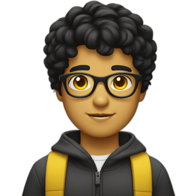 boy with yellow tinted glasses and combed black hair  emoji