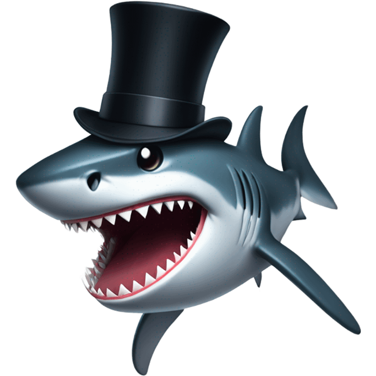 Shark with a top hat emoji