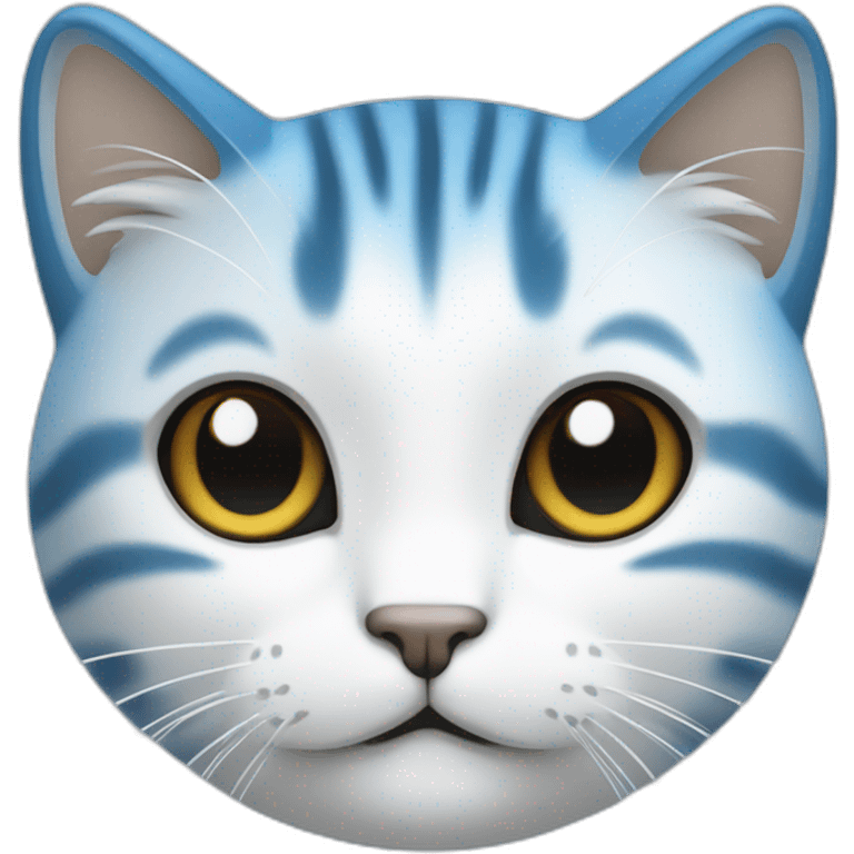 chat bleu avec un chapaux chinois blanc emoji