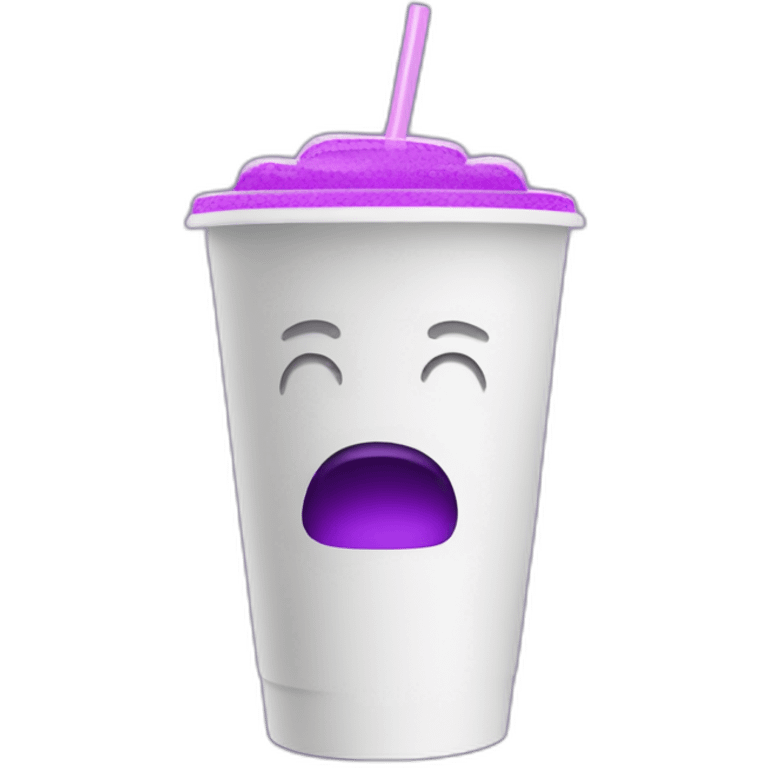 Styrofoam cup with purple drink emoji