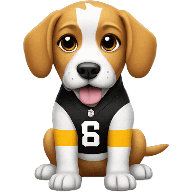 dog wearing steelers jersey emoji