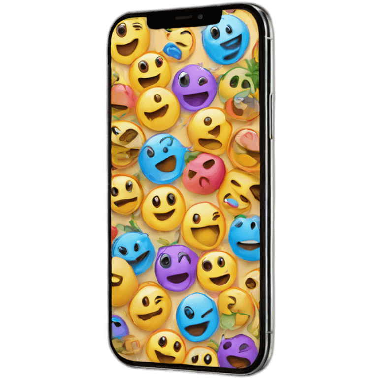 iphone 14 pro phone mockup with wallpaper emoji