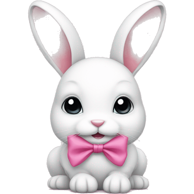 a white bunny with a pink bow  emoji