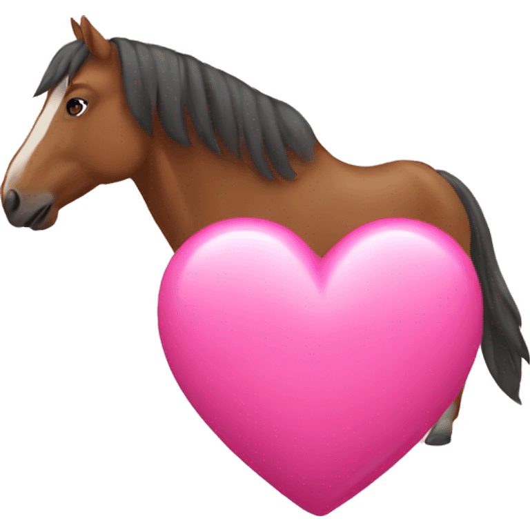 horse eats a pink heart  emoji