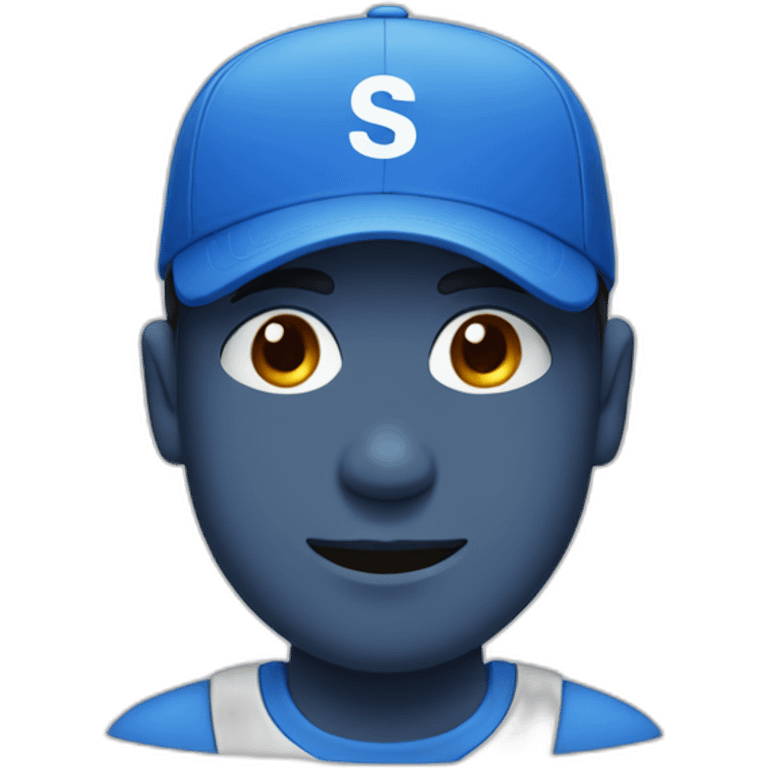 A Men with a blue cap and with the white letters S and K in his blue tshirt emoji