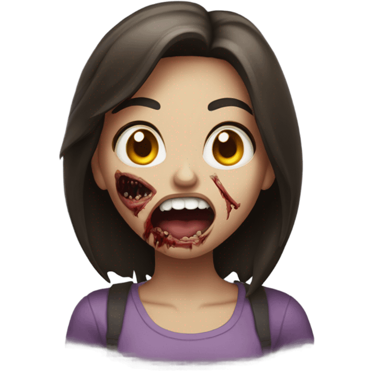 Zombie brunette girl with mouth open  emoji