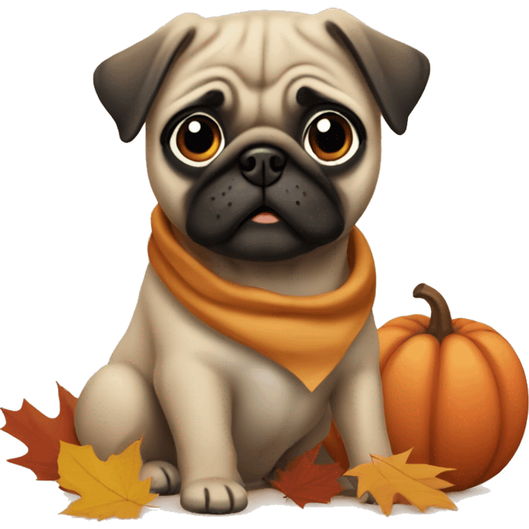 Pug puppy in Autumn  emoji