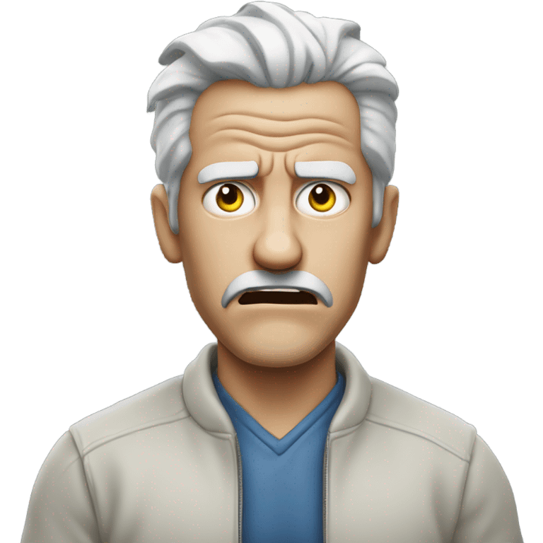 An angry white man with grey hair Shakes his fist at the sky in rage emoji