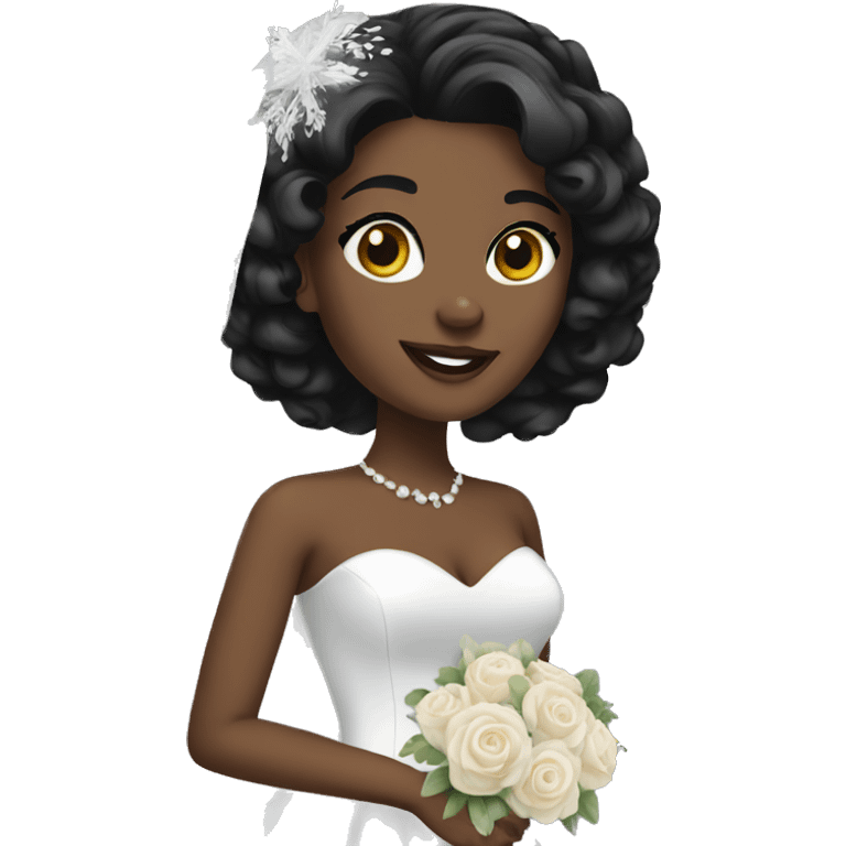 black hair bride emoji