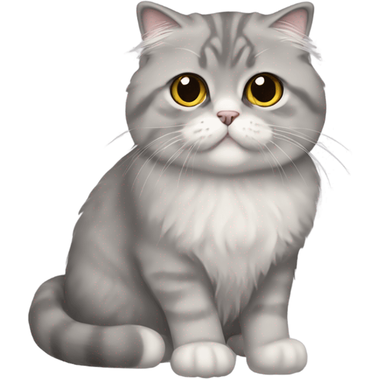 gray scottish fold long-hair cat emoji