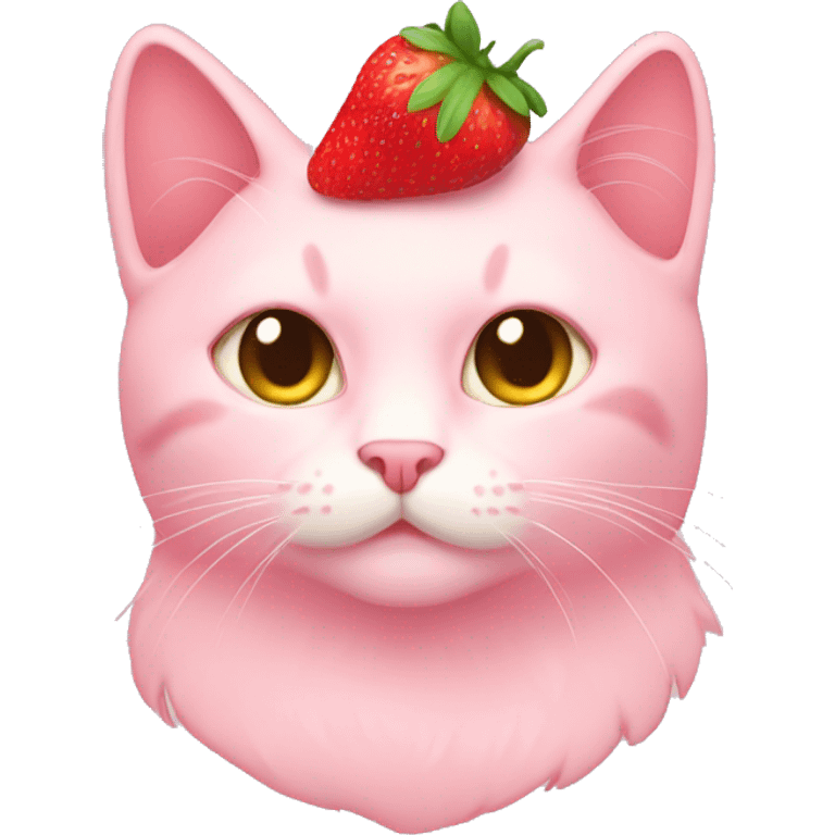 light pink cat with strawberry emoji