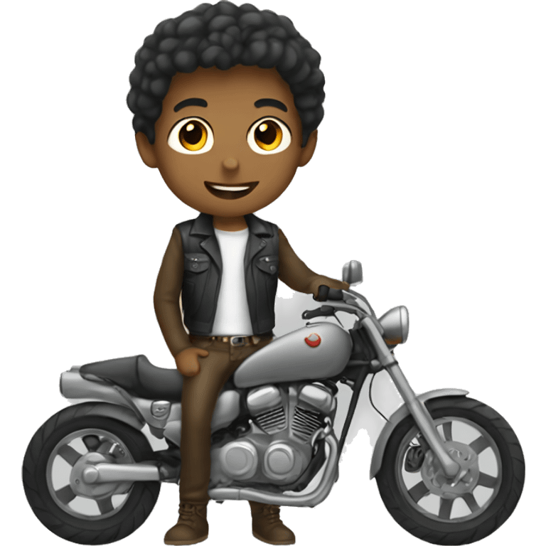 Cute Boy with a Motorcycle emoji