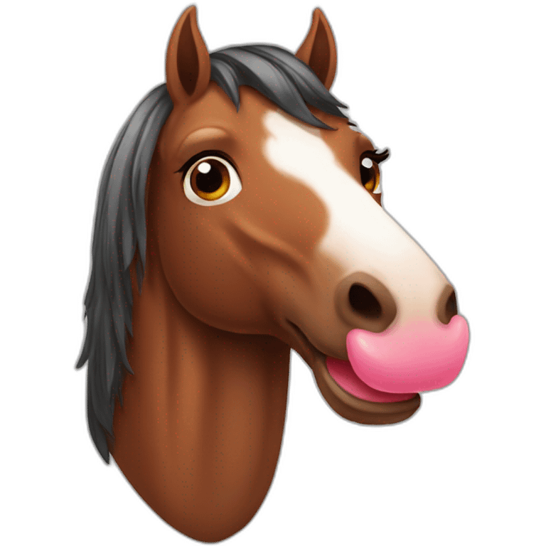 Horse red with tongue emoji