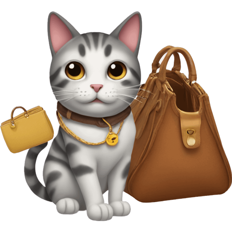 Cat with a fin and a purse emoji