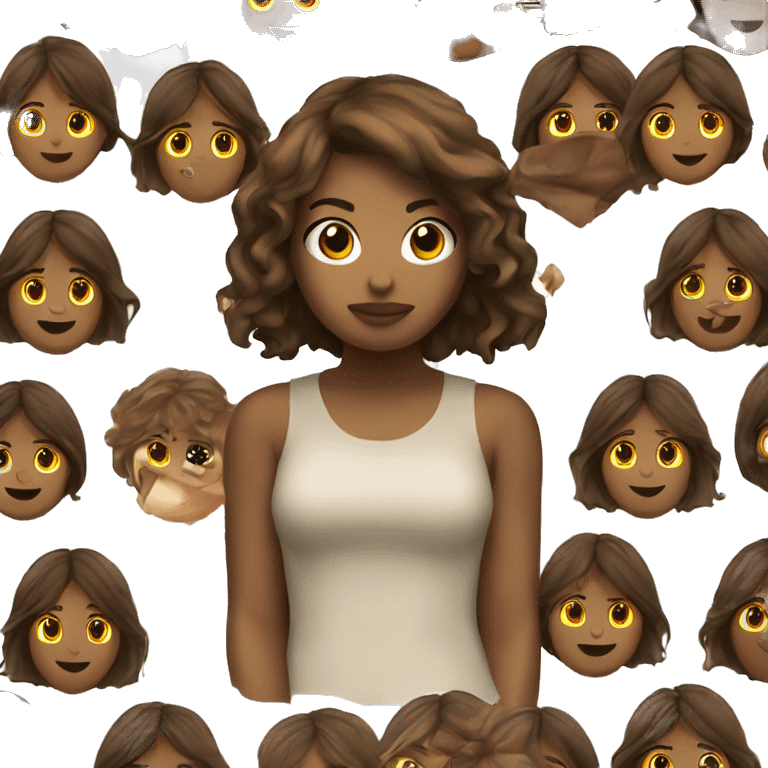 Chica con cabello oscuro y ojos marrones  emoji