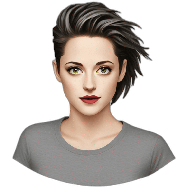 Kristen stewart gray round neck t-shirt emoji