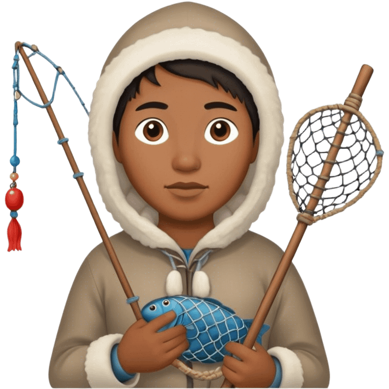 Inuit with a fishing net emoji