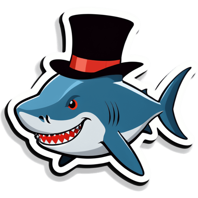 Shark with a top hat emoji