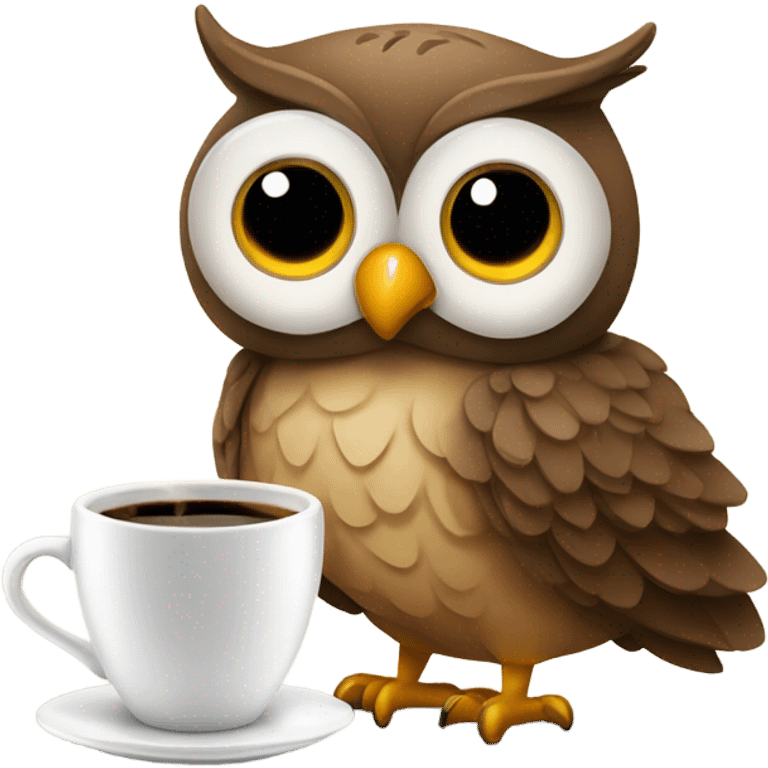 owl drinking hot coffee cozy emoji