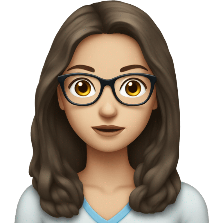 Brunette girl with long Hair and Blue Eyes in glasses  emoji