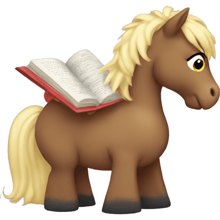 pony reading book emoji