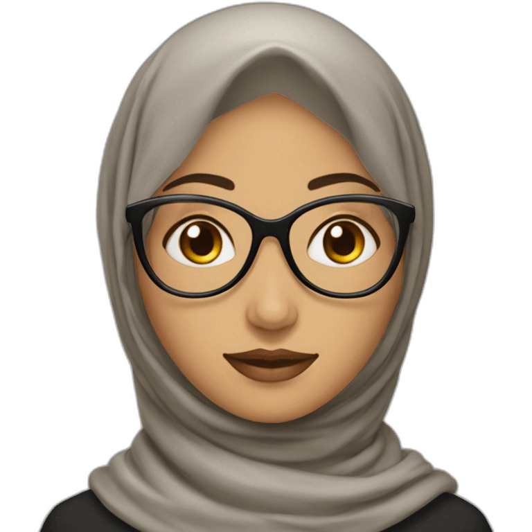 femme agée mosulmane avec hijab avec les lunettes emoji