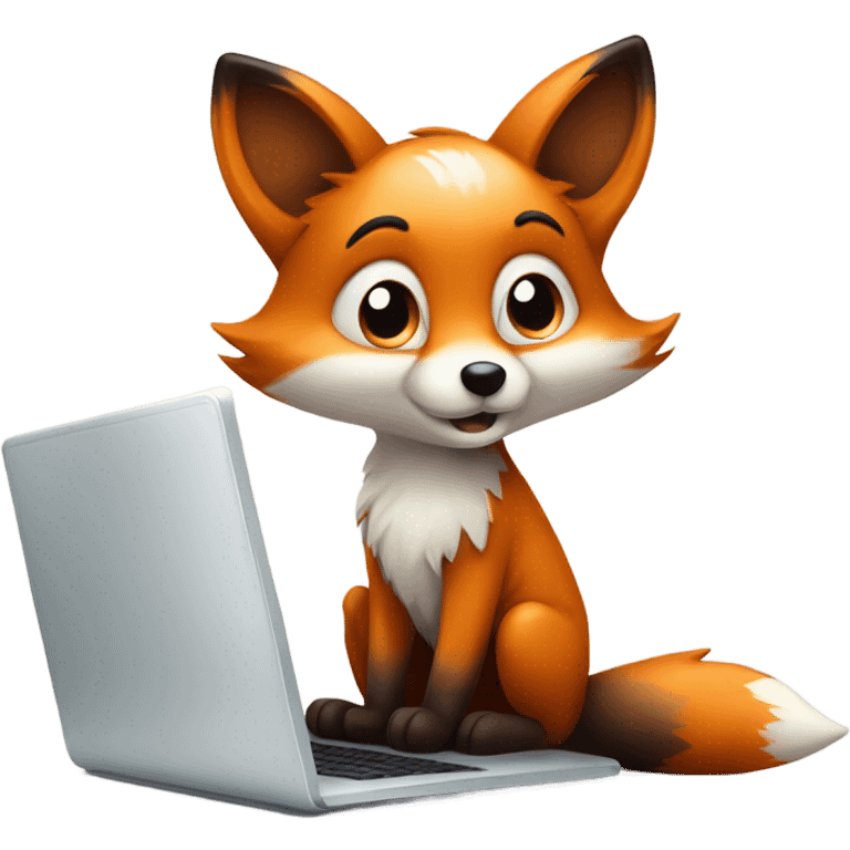 kawaii fox on laptop emoji