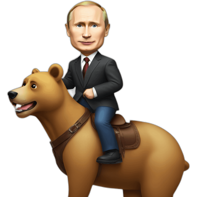 Vladimir putin with rainbow flag riding on a bear emoji