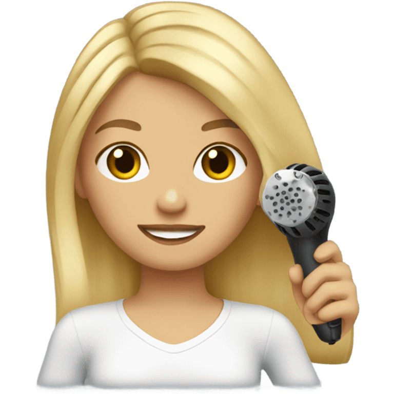 girl with blonde hair blow drying it  emoji