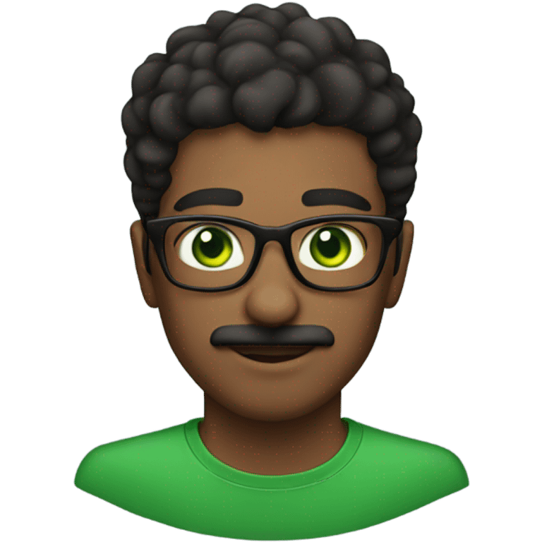 24 year old man green eyes with glasses and a moustache  emoji