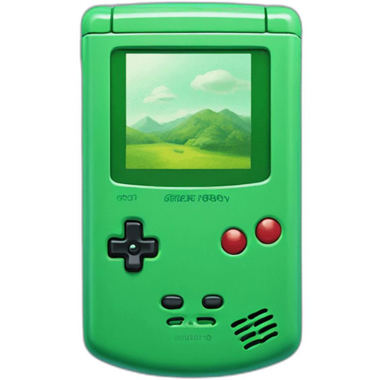 green gameboy color playing pokemon emoji