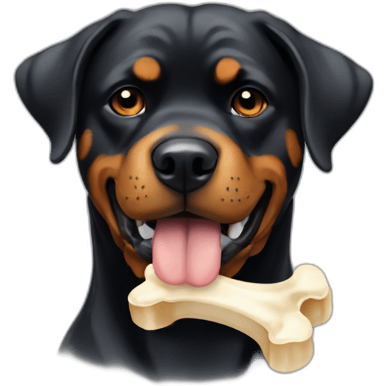 Rottweiler dog with bone in mouth emoji