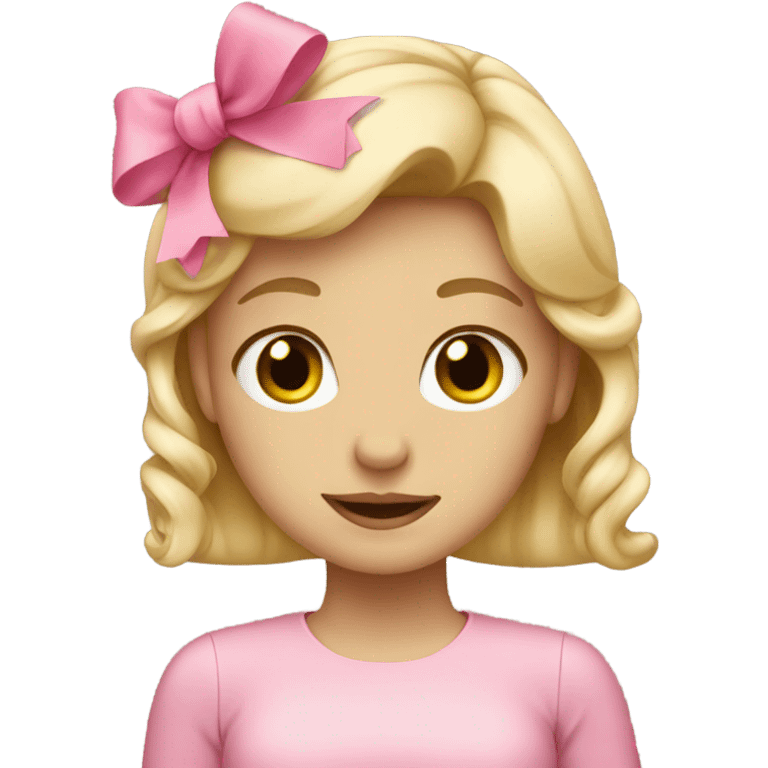 Blonde girl with pink bow emoji